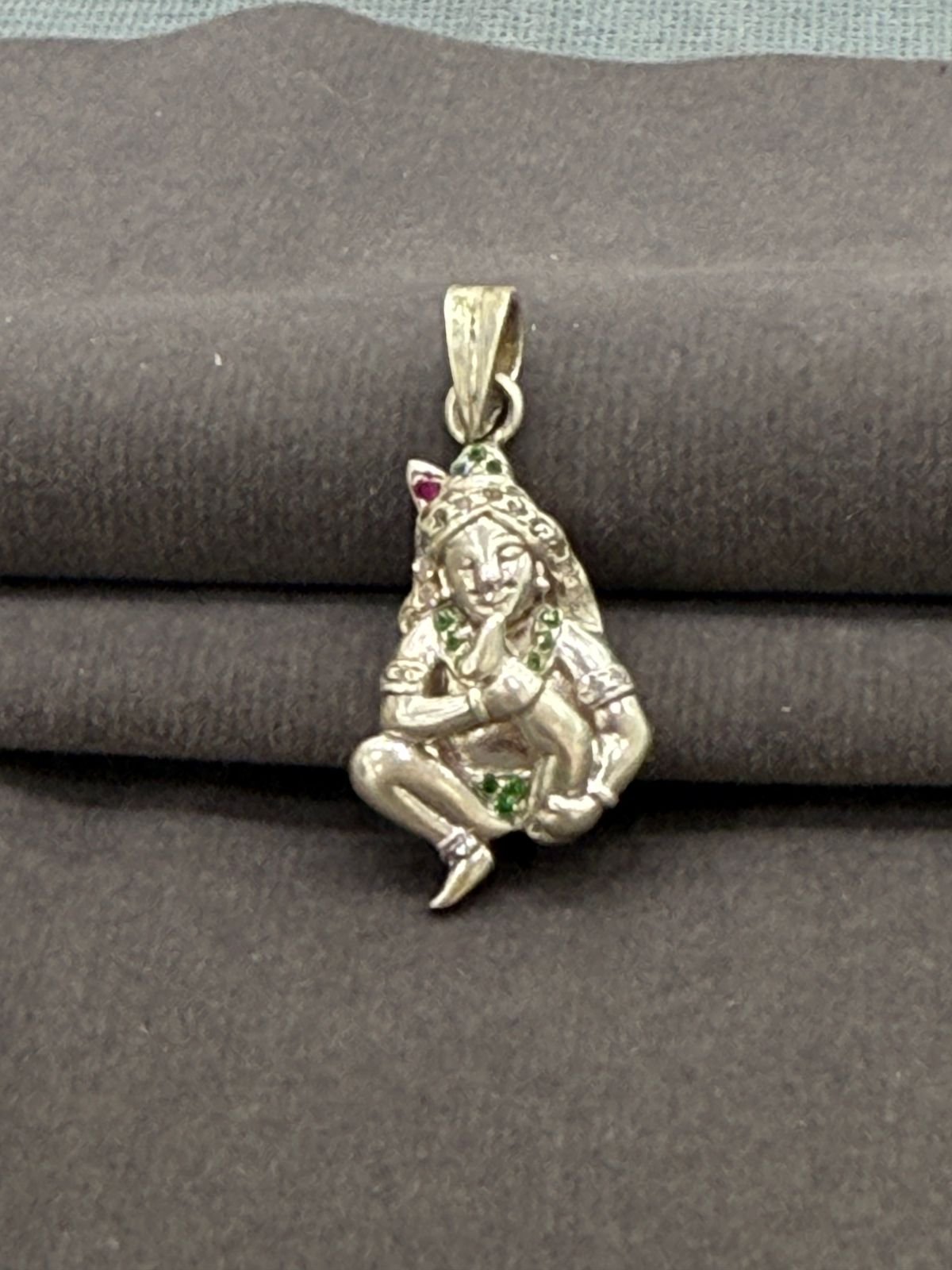92.5 Sterling Silver Blissful Playing Baby Krishna Pendant 